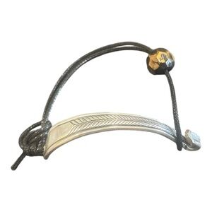 Elegant Silver Bracelet with Black Cord made from vintage silverware handmade